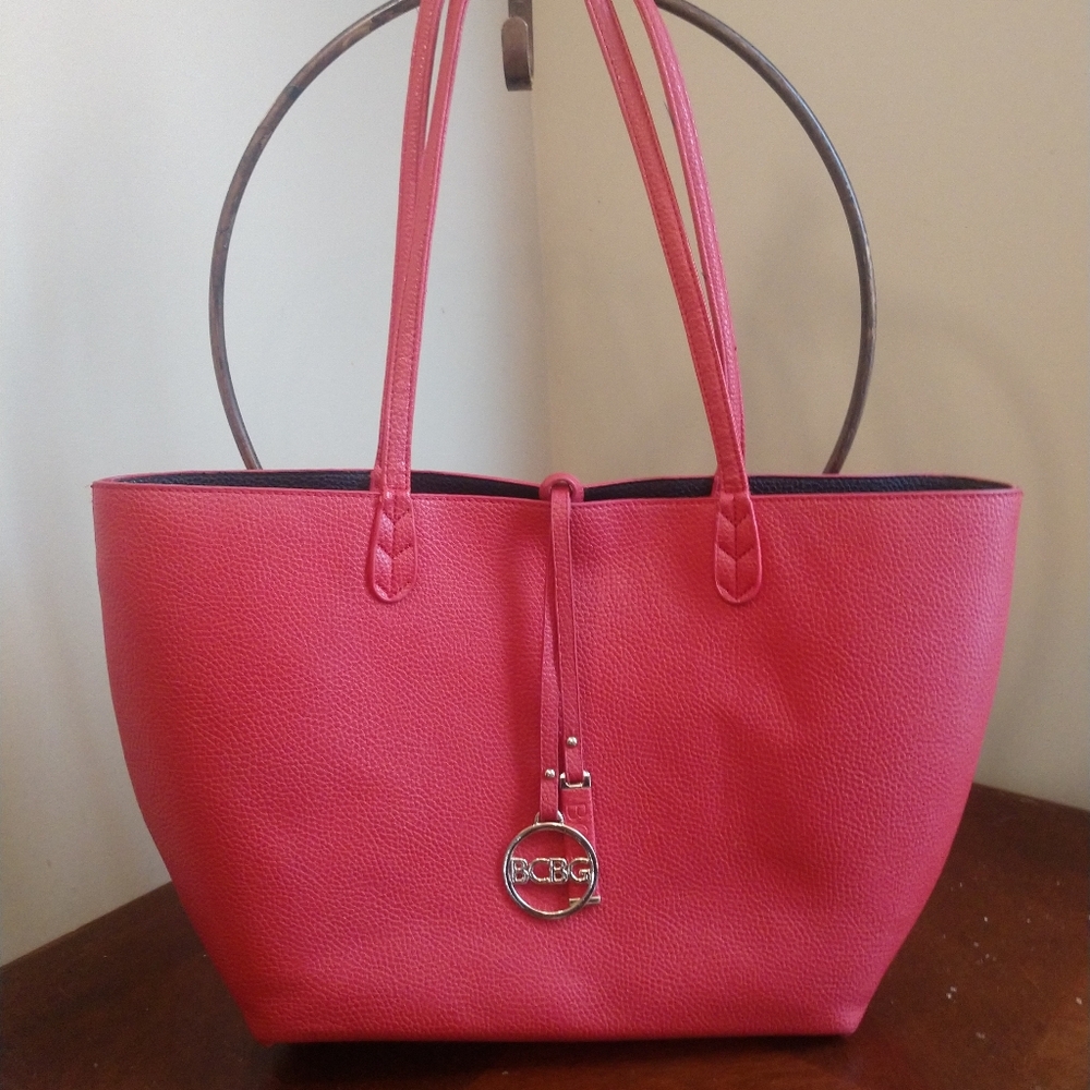 BCBG red leather tote bag